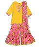 Biba Yellow & Violet Art Silk Straight Suit Set