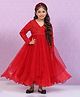 BIBA Full Sleeves Floral Embroidered Sequins Embellished Gown  - Red