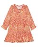 BIBA Three Fourth Sleeves Floral Print Dress - Coral Pink