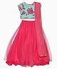 BIBA Short Sleeves Floral Print Embellished Choli With Lehenga And Dupatta - Pink