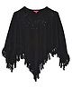 BIBA Three Fourth Sleeves Embellished Poncho Style Top - Black