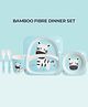 Polka Tots Eco-Friendly 5-Piece Bamboo Fiber Feeding Set For Babies, Toddlers, & Kids Includes Plate, Bowl, Glass, Spoon, Fork  Zebra Design | Kids Tableware & Crockery Set