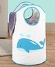 Bonfino Large Canvas Storage Bag Whale Print - White & Blue