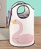 Bonfino Large Canvas Storage Bag Swan Print - White & Pink