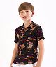 Primo Gino Boys 100% Viscose Half Sleeves Printed Shirt - Black