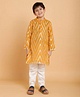 Piccolo Full Sleeves Chevron Foil Print Kurta With Pyjama - Golden