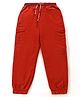 Babyhug 100% Cotton Woven Full Length Solid Joggers Pant - Red