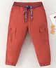 Babyhug 100% Cotton Woven Full Length Solid Joggers Pant - Red