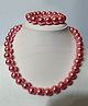 Little Blossom Glossy Pearl Necklace & Bracelet Set - Pink