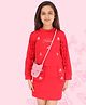 Cutecumber Full Sleeves Frill Detailing Princess Floral Embroidered Top With Skirt Set - Red