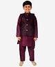 P-MARK Full Sleeves Solid Kurta With Seamless Moroccan Design Detailed Embroidered Jacket & Pyjama - Purple