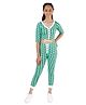 D'chica Thermal Three Fourth Sleeves Bee Print Front Open Top And Bottom Set - Blue