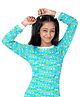 D'chica Thermal Full Sleeves Rainbow Print Top - Blue
