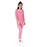 D'chica Thermal Full Sleeves Cats Printed Top And Bottom Set - Pink