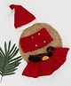 Woonie Infant Photography Christmas Thermal Wear Set Of Cap Top & Skirt - Red
