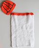 Woonie Basketball Design Detailed Cap With Basketball Net Photography Prop - White & Orange