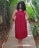MoMoms Sleeveless Front Flap Solid Maternity & Nursing Dress - Deep Maroon