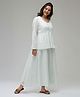 MoMoms Full Sleeves Lace Trim Detail Pleated Peplum Shrug With Maternity & Nursing Dress - Ice Blue