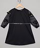The Sandbox Clothing Co Three Fourth Floral Embroidered Sleeves Solid Dress - Black