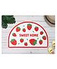 Yellow Bee Strawberry Themed Door Mat  White  Red