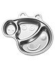 Stainless Steel Divided Meal Plate Tray 3 Compartments Dinner Dish Cartoon Peppa Shape - Silver