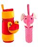 SS Impex Froggy & Elephant Theme Feeding Milk Bottle Covers Pack of 2 - Yellow Pink