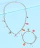 Pine Kids Free Size Necklace & Bracelet Set With Floral Detailing- Multicolor