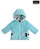 iDO Italy Cotton Full Sleeves Hooded Reversible Jacket Puppy Patch - Light Blue
