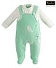 iDO Italy Velvet Full Sleeves Footsie Winter Wear Romper With Bunny Patch- Green