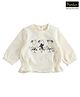iDO Italy Cotton Full Sleeves Sweatshirt With Patch- Cream