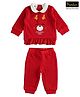iDO Italy Velvet Full Sleeves Top & Lounge Pant Text Print - Red