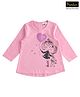 iDO Italy Cotton Full Sleeves Doll Print & Sequin T-Shirt - Pink