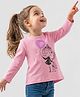 iDO Italy Cotton Full Sleeves Doll Print & Sequin T-Shirt - Pink