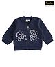 iDO Italy Cotton Full Sleeves Jacket Glitter Text Print- Navy Blue