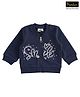 iDO Italy Cotton Full Sleeves Jacket Glitter Text Print- Navy Blue