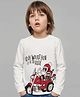 iDO Italy Interlock Full Sleeves Santa Print T-shirt - Cream