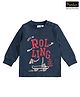 iDO Italy Cotton Full Sleeves Text Print & Embroidery T-shirt - Navy Blue