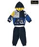 iDO Italy Fleece Full Sleeves Hooded Sweatshirt and Lounge Pant Text Print - Blue