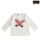 iDO Italy Cotton Knit Full Sleeves Top Butterfly Applique - Cream