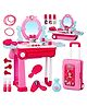Fiddlerz 2-in-1 Beauty Vanity Set for Kids with Mirror and Accessories Convertible Suitcase Playset Includes Makeup, Hairdryer, Jewelry, and Brush for Pretend Play Gift for Girls