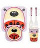 Fiddlerz Bamboo Baby Tableware Kids Dinning Bee Print Set Pack of 5 - Multicolor