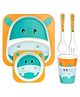 Fiddlerz Bamboo Tableware Kids Dinning Set Hippo Print Pack of 5 - Multicolor