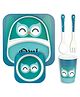 Fiddlerz Bamboo Tableware Kids Dinning Set Owl Print Pack of 5 - Multicolor
