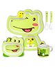 Fiddlerz Bamboo Baby Tableware Dinning Set Alligator Design Pack of 5  - Green