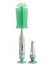 LuvLap 2-in-1 Silicone Bristle Baby Bottle Cleaning Brush & Nipple Cleaner, Grooved Handle with Suction Base, Cleans Bottles (Green)