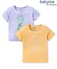 Babyoye Eco Conscious 100% Cotton with Eco Jiva Finish Half Sleeves Giraffe Printed T-Shirts Pack of 2 - Orange & Blue
