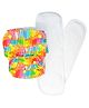 Kindermum Colourful Art Nano AIO Cloth Diaper with 2 organic cotton inserts- Multicolour