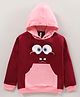 Earth Conscious Fleece Full Sleeves Spongebob Squarepants Printed Hooded Sweatshirt - Pink Maroon