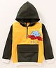 Earth Conscious Fleece Full Sleeves Windy Wednesday Printed Hooded Sweatshirt - Olive Green Orange