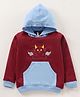 Earth Conscious Fleece Full Sleeves Cute Devil Rest Printed Hooded Sweatshirt - Sky Blue Maroon